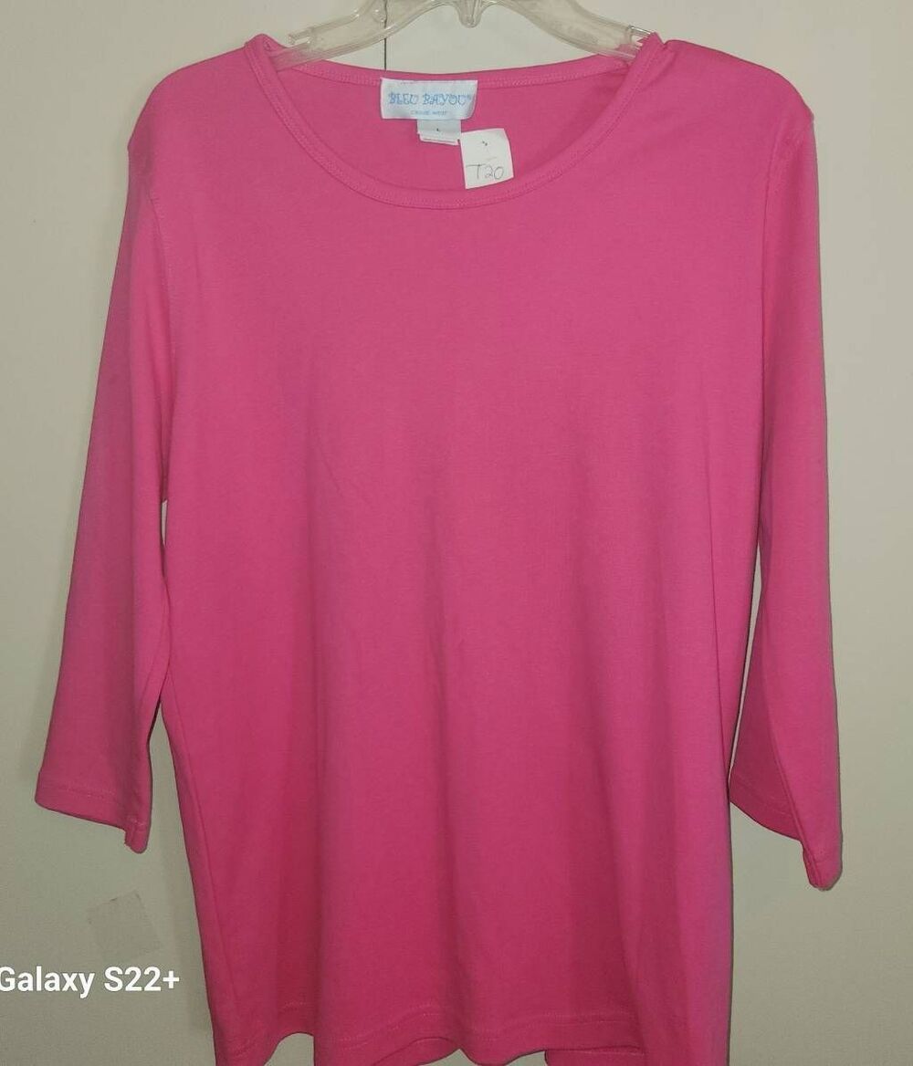 T20 Bleu Bayou Casual Wear hot pink good quality t shirt with 3/4 sleeves
